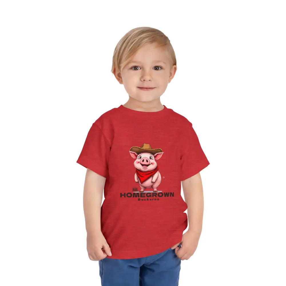 ’Homegrown Buckaroo’ Pig-Cowboy’ - Double R Western’s ™ - Toddler Short Sleeve Tee - Kids clothes