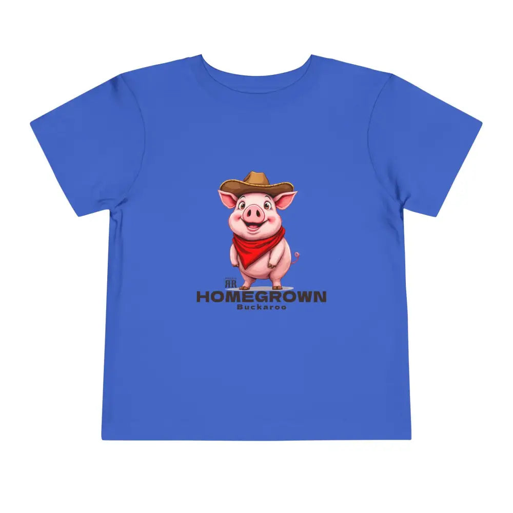 ’Homegrown Buckaroo’ Pig-Cowboy’ - Double R Western’s ™ - Toddler Short Sleeve Tee - True Royal / 2T - Kids clothes
