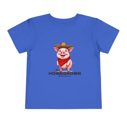 ’Homegrown Buckaroo’ Pig-Cowboy’ - Double R Western’s ™ - Toddler Short Sleeve Tee - True Royal / 2T - Kids clothes