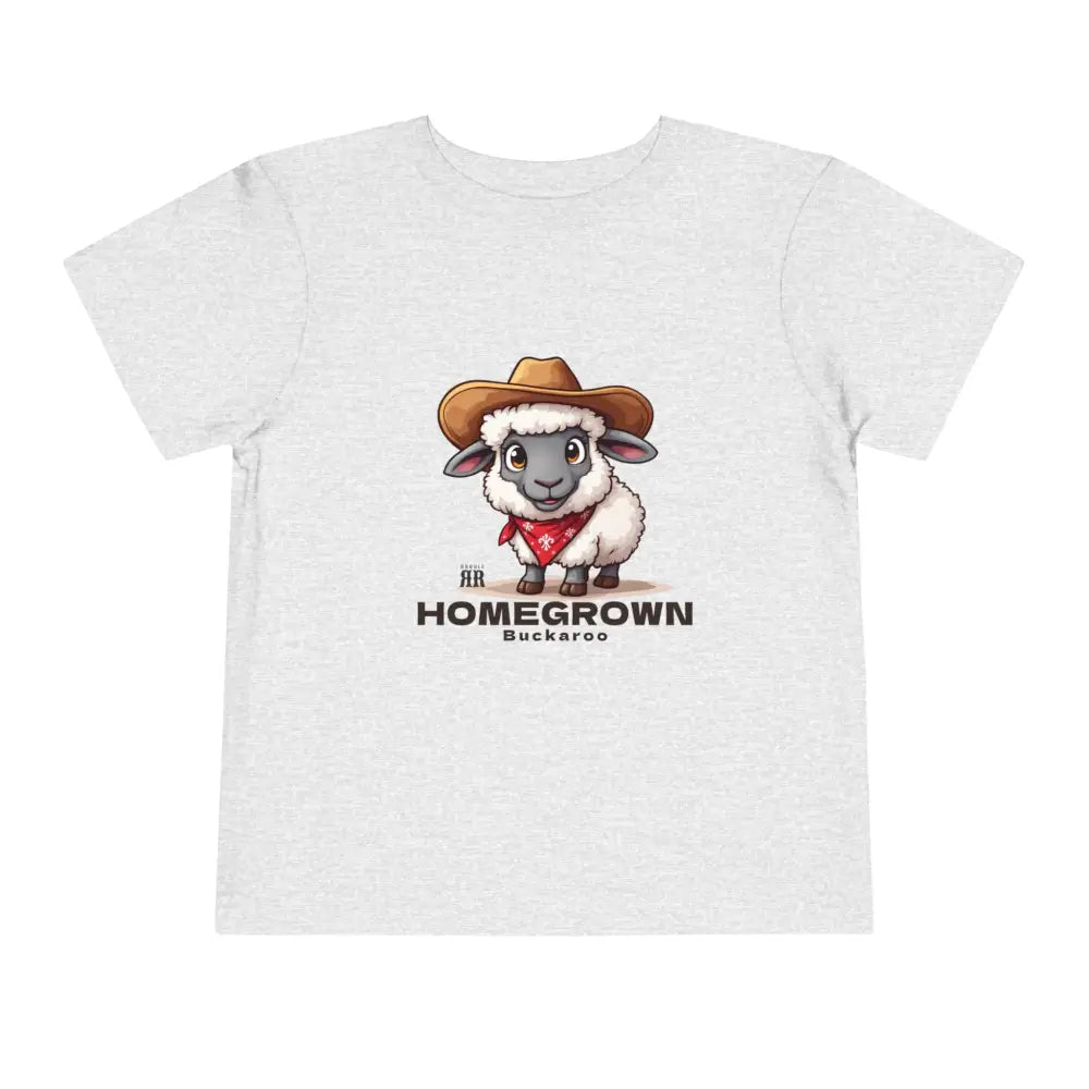 ’Homegrown Buckaroo’ Sheep-Cowboy’ - Double R Western’s ™ - Toddler Short Sleeve Tee - Athletic Heather / 2T - Kids
