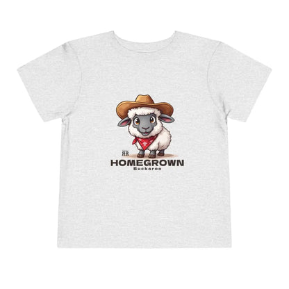 ’Homegrown Buckaroo’ Sheep-Cowboy’ - Double R Western’s ™ - Toddler Short Sleeve Tee - Athletic Heather / 2T - Kids