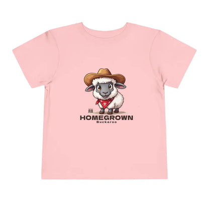 ’Homegrown Buckaroo’ Sheep-Cowboy’ - Double R Western’s ™ - Toddler Short Sleeve Tee - Pink / 2T - Kids clothes
