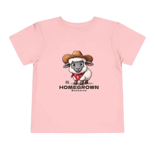 ’Homegrown Buckaroo’ Sheep-Cowboy’ - Double R Western’s ™ - Toddler Short Sleeve Tee - Pink / 2T - Kids clothes