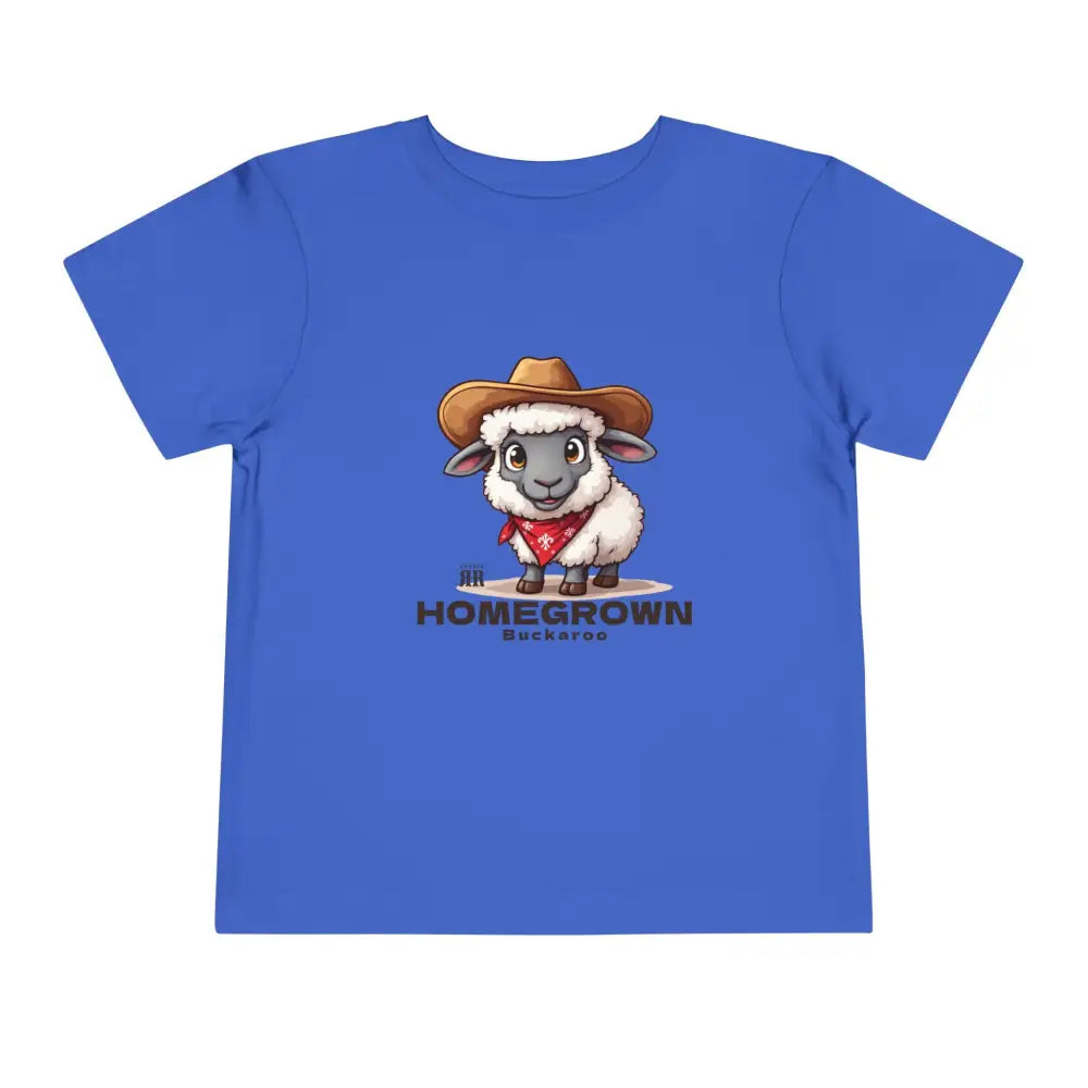 ’Homegrown Buckaroo’ Sheep-Cowboy’ - Double R Western’s ™ - Toddler Short Sleeve Tee - True Royal / 2T - Kids clothes