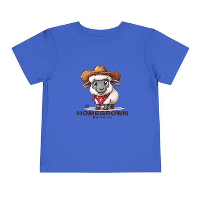 ’Homegrown Buckaroo’ Sheep-Cowboy’ - Double R Western’s ™ - Toddler Short Sleeve Tee - True Royal / 2T - Kids clothes