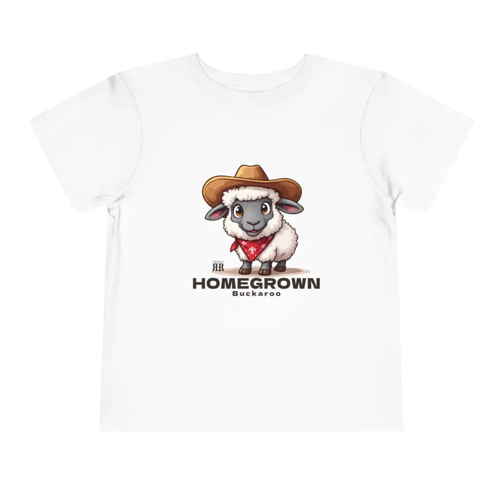 ’Homegrown Buckaroo’ Sheep-Cowboy’ - Double R Western’s ™ - Toddler Short Sleeve Tee - White / 2T - Kids clothes