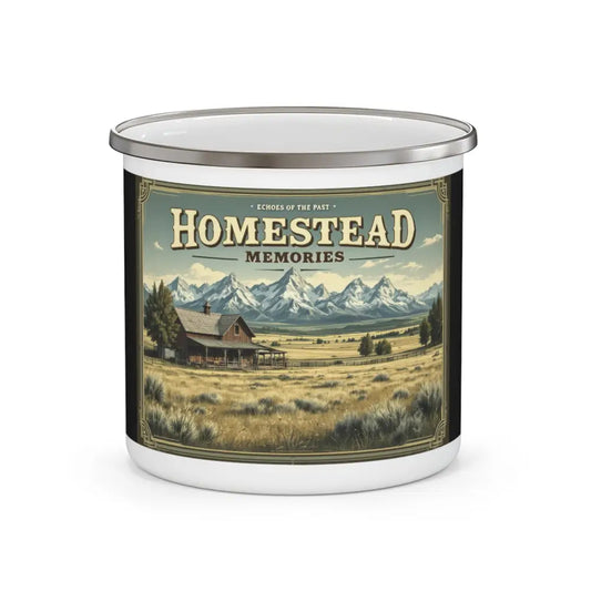 ’Homestead Memories’ Double R Western’s Enamel Camping Mug 12oz Mug