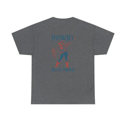 ’Howdy Buckaroo’ Double R Western’s - Heavy Cotton Tee - Back Graphic Design - Graphite Heather / S - T-Shirt