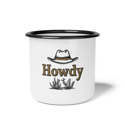 Howdy Lasso Rope Enamel Camp Mug Western Charm Perfect for Camping & Outdoor Adventures 12oz / Black Rim Mug