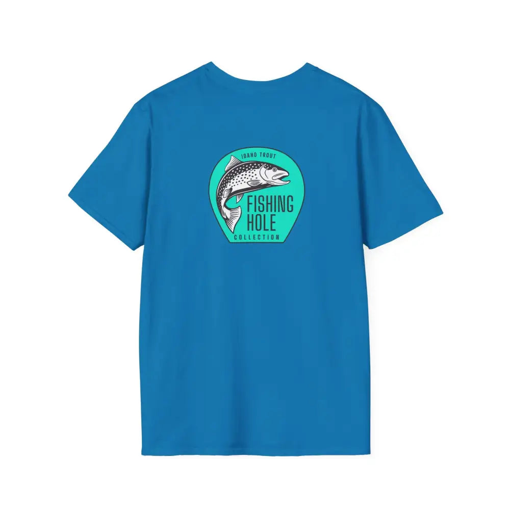 ’Idaho Trout Tee’ - Double R Western’s Fishing Hole Collection Soft style T-Shirt - BACK Graphic design - S / Sapphire