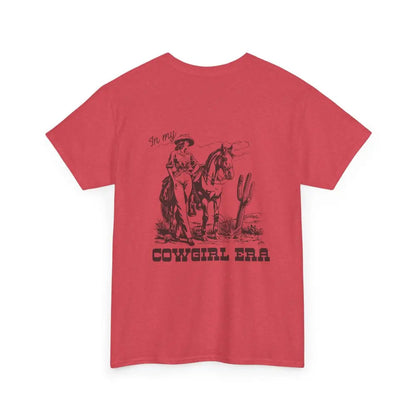 ’In My Cowgirl Era’ Double R Western’s ™ Heavy Cotton Tee Back Graphic Design Heather Red / S T Shirt