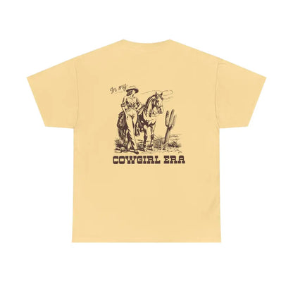 ’In My Cowgirl Era’ Double R Western’s ™ Heavy Cotton Tee Back Graphic Design Yellow Haze / S T Shirt