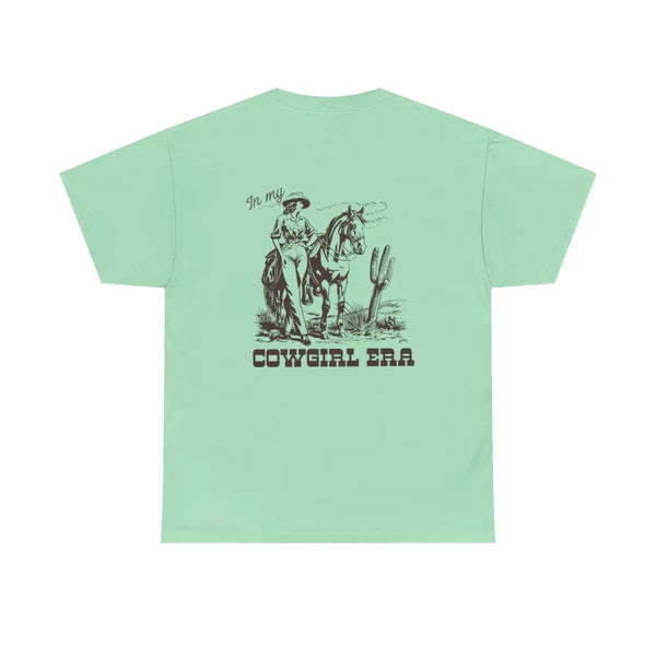 ’In My Cowgirl Era’ Double R Western’s ™ Heavy Cotton Tee Back Graphic Design Mint Green / S T Shirt