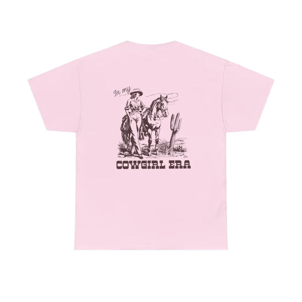 ’In My Cowgirl Era’ Double R Western’s ™ Heavy Cotton Tee Back Graphic Design Light Pink / S T Shirt
