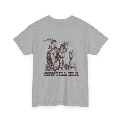 ’In My Cowgirl Era’ Double R Western’s ™ Heavy Cotton Tee Back Graphic Design Sport Grey / S T Shirt
