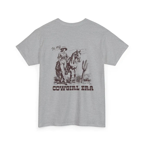 ’In My Cowgirl Era’ Double R Western’s ™ Heavy Cotton Tee Back Graphic Design Sport Grey / S T Shirt