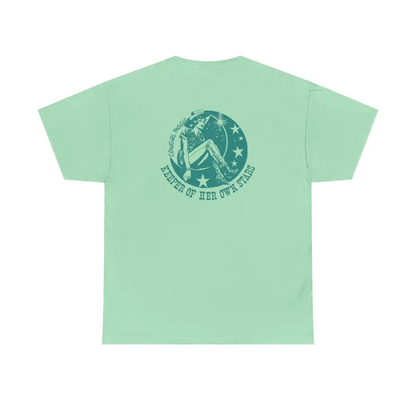 ’Keeper’ Double R Western’s™ Heavy Cotton Tee Back Graphic Design Mint Green / S T Shirt