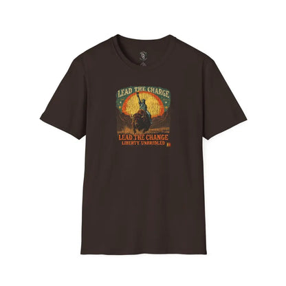 Lady Liberty Western Bison Tee – Vintage Grit | Double R Western™ S / Dark Chocolate T Shirt