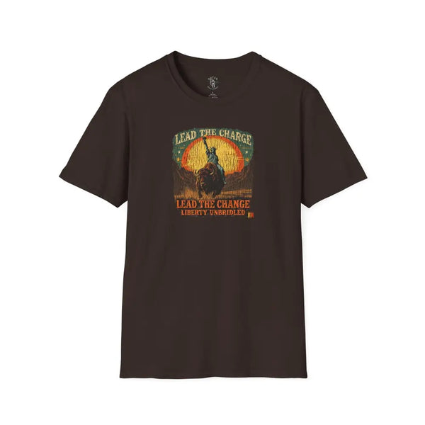 Lady Liberty Western Bison Tee – Vintage Grit | Double R Western™ S / Dark Chocolate T Shirt