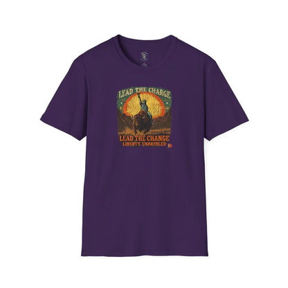 Lady Liberty Western Bison Tee – Vintage Grit | Double R Western™ S / Purple T Shirt