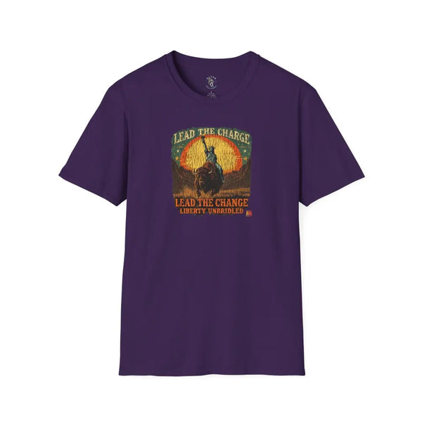 Lady Liberty Western Bison Tee – Vintage Grit | Double R Western™ S / Purple T Shirt
