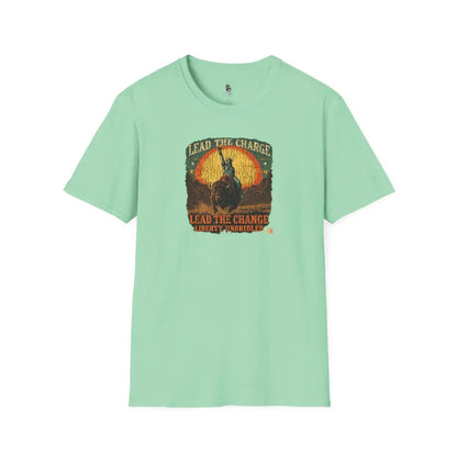 Lady Liberty Western Bison Tee – Vintage Grit | Double R Western™ S / Mint Green T Shirt