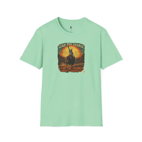Lady Liberty Western Bison Tee – Vintage Grit | Double R Western™ S / Mint Green T Shirt
