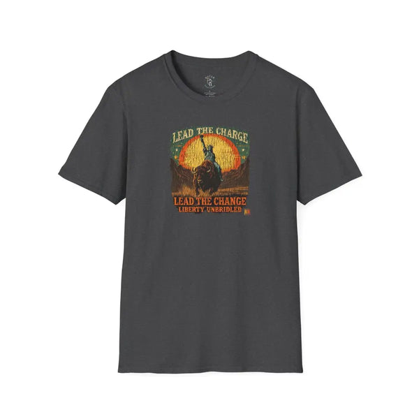 Lady Liberty Western Bison Tee – Vintage Grit | Double R Western™ XS / Dark Heather T Shirt