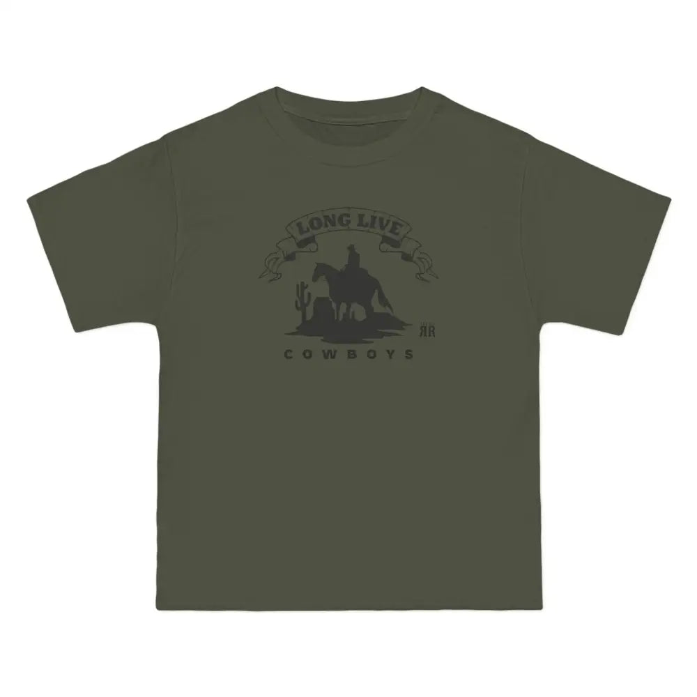 ’Long Live Cowboys’ Double R Western’s ™ Beefy-T® Short-Sleeve T-Shirt - Fatigue Green / S - T-Shirt