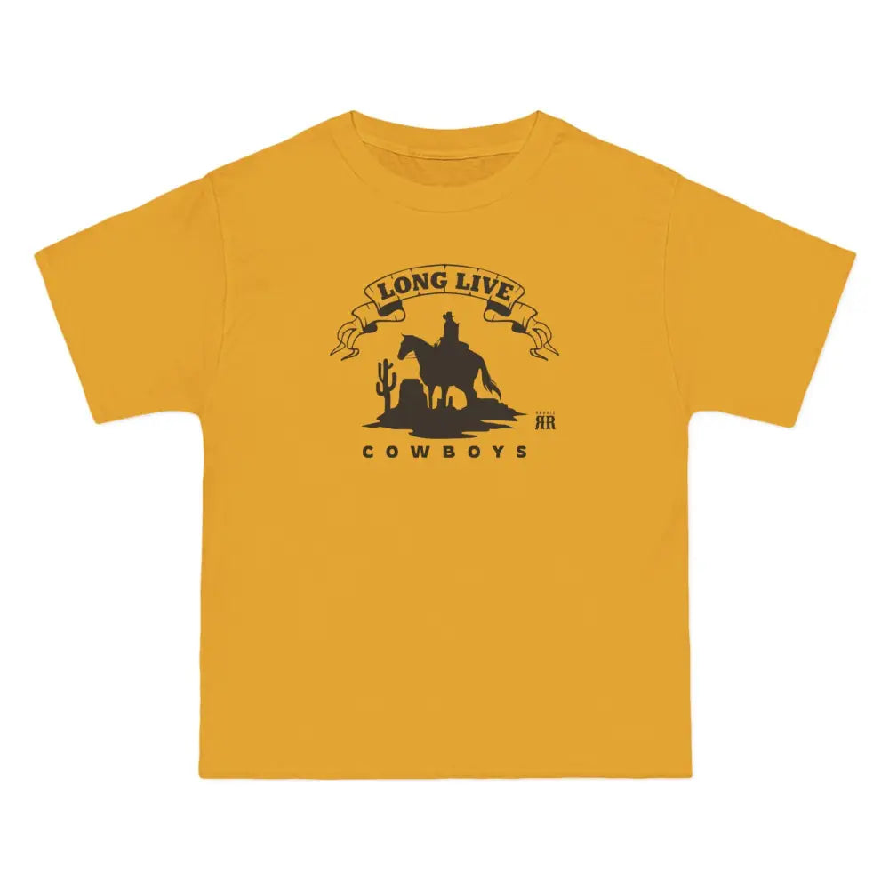 ’Long Live Cowboys’ Double R Western’s ™ Beefy-T® Short-Sleeve T-Shirt - Gold / S - T-Shirt