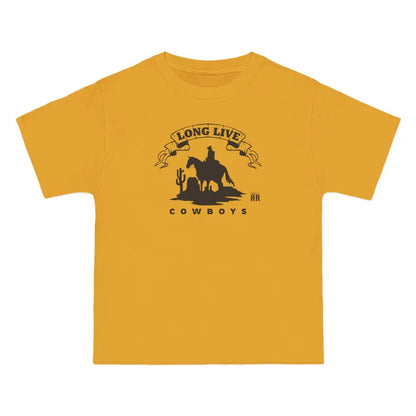 ’Long Live Cowboys’ Double R Western’s ™ Beefy-T® Short-Sleeve T-Shirt - Gold / S - T-Shirt