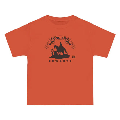 ’Long Live Cowboys’ Double R Western’s ™ Beefy-T® Short-Sleeve T-Shirt - Orange / S - T-Shirt