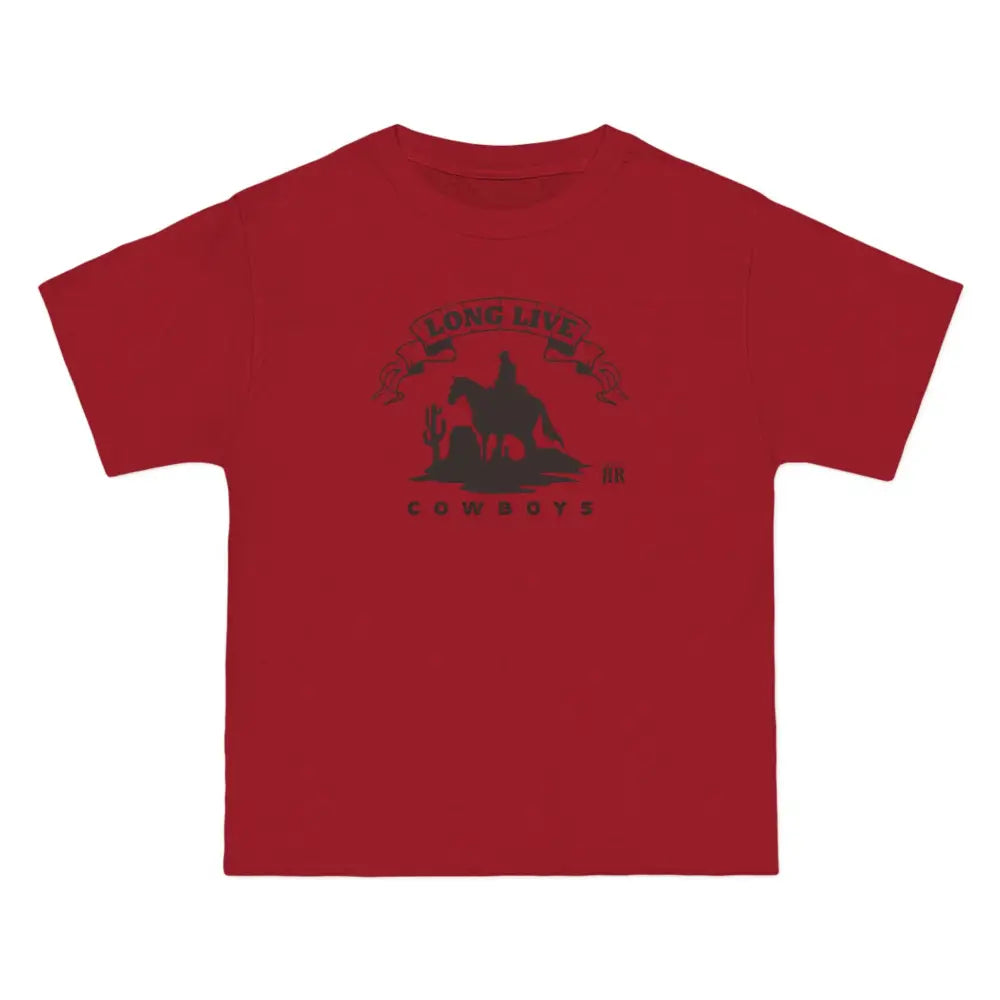 ’Long Live Cowboys’ Double R Western’s ™ Beefy-T® Short-Sleeve T-Shirt - Deep Red / S - T-Shirt