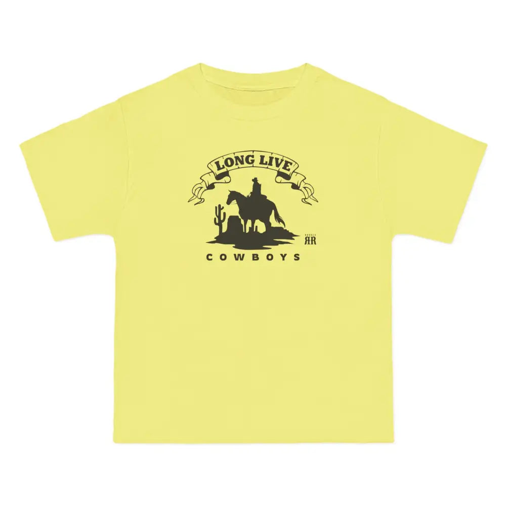 ’Long Live Cowboys’ Double R Western’s ™ Beefy-T® Short-Sleeve T-Shirt - Lemon Meringue / S - T-Shirt