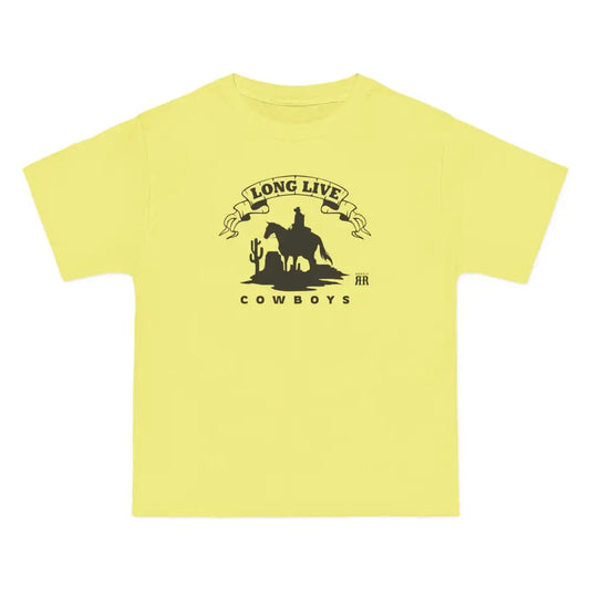 ’Long Live Cowboys’ Double R Western’s ™ Beefy-T® Short-Sleeve T-Shirt - Lemon Meringue / S - T-Shirt