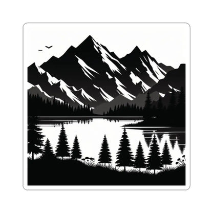 ’Majestic Mountain Silhouette’- Double R Western’s - Kiss-Cut Stickers - 2’’ × 2’’ / White - Paper products