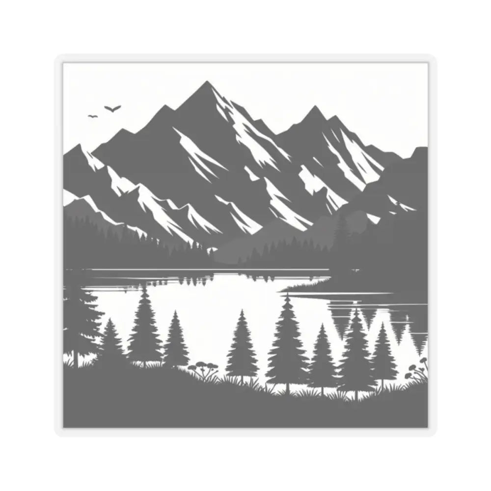 ’Majestic Mountain Silhouette’- Double R Western’s - Kiss-Cut Stickers - 2’’ × 2’’ / Transparent - Paper products