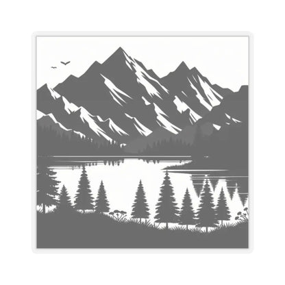 ’Majestic Mountain Silhouette’- Double R Western’s - Kiss-Cut Stickers - 2’’ × 2’’ / Transparent - Paper products