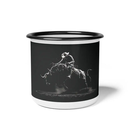 Midnight Edition Bucking Bull - Enamel Camp Mug - 12oz / Black Rim - Mug