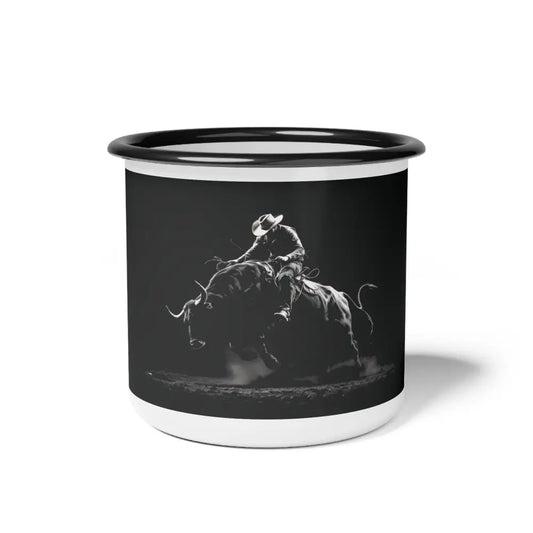 Midnight Edition Bucking Bull - Enamel Camp Mug - 12oz / Black Rim - Mug
