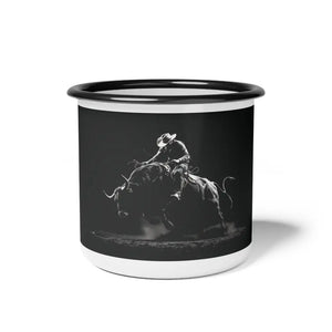 Midnight Edition Bucking Bull Enamel Camp Mug 12oz / Black Rim Mug