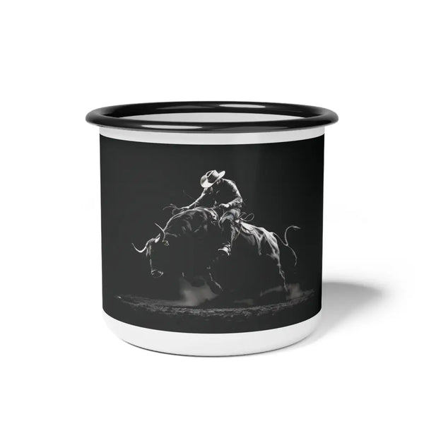 Midnight Edition Bucking Bull Enamel Camp Mug 12oz / Black Rim Mug
