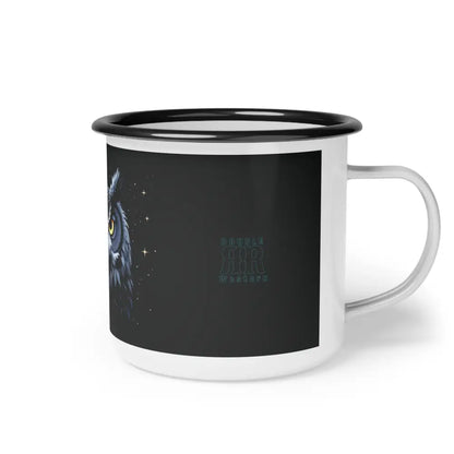 Midnight Edition Grey Owl Double R Western Enamel Camp Cup 12oz / Black Rim Mug