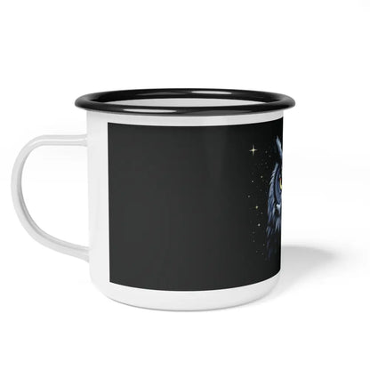 Midnight Edition Grey Owl Double R Western Enamel Camp Cup 12oz / Black Rim Mug