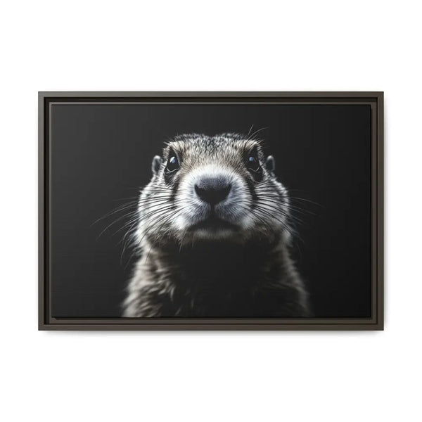 Midnight Edition: Prairie Dog Framed Canvas Art Wrap – Double R Western™ 24″ x 16″ (Horizontal) / Espresso / 1.25’’