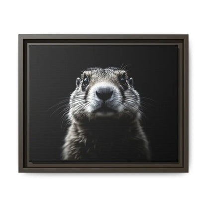 Midnight Edition: Prairie Dog Framed Canvas Art Wrap – Double R Western™ 14″ x 11″ (Horizontal) / Espresso / 1.25’’
