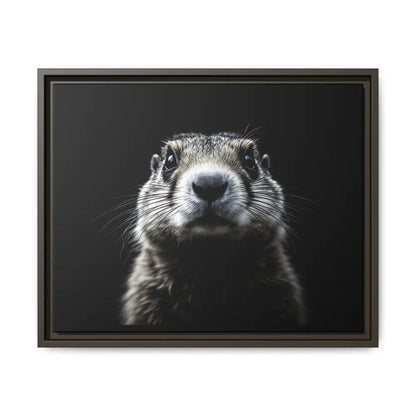 Midnight Edition: Prairie Dog Framed Canvas Art Wrap – Double R Western™ 20″ x 16″ (Horizontal) / Espresso / 1.25’’