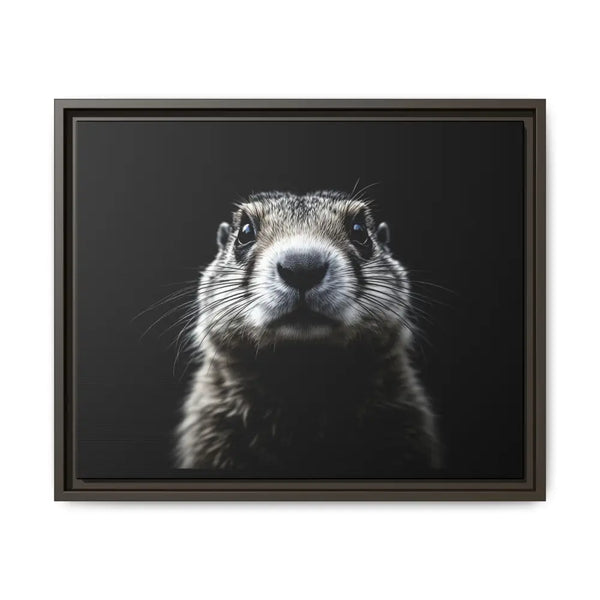 Midnight Edition: Prairie Dog Framed Canvas Art Wrap – Double R Western™ 20″ x 16″ (Horizontal) / Espresso / 1.25’’