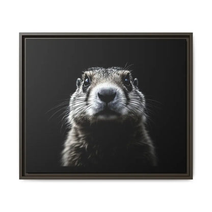 Midnight Edition: Prairie Dog Framed Canvas Art Wrap – Double R Western™ 24’’ x 20’’ (Horizontal) / Espresso / 1.25’’