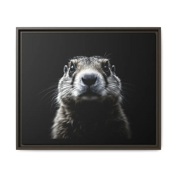 Midnight Edition: Prairie Dog Framed Canvas Art Wrap – Double R Western™ 24’’ x 20’’ (Horizontal) / Espresso / 1.25’’